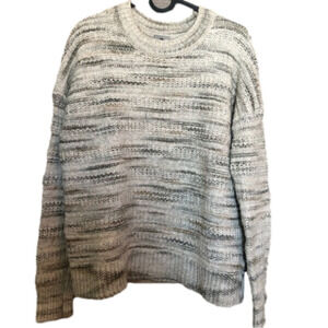 Chunky Knit Cotton Wool Blend Crew Neck Pullover Sweater Large